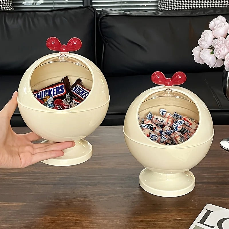 Cute Round Candy Storage Box with Transparent Lid