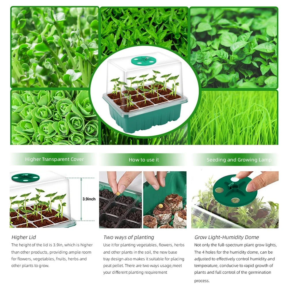 5-Pack Seed Starter Trays with LED Grow Lights