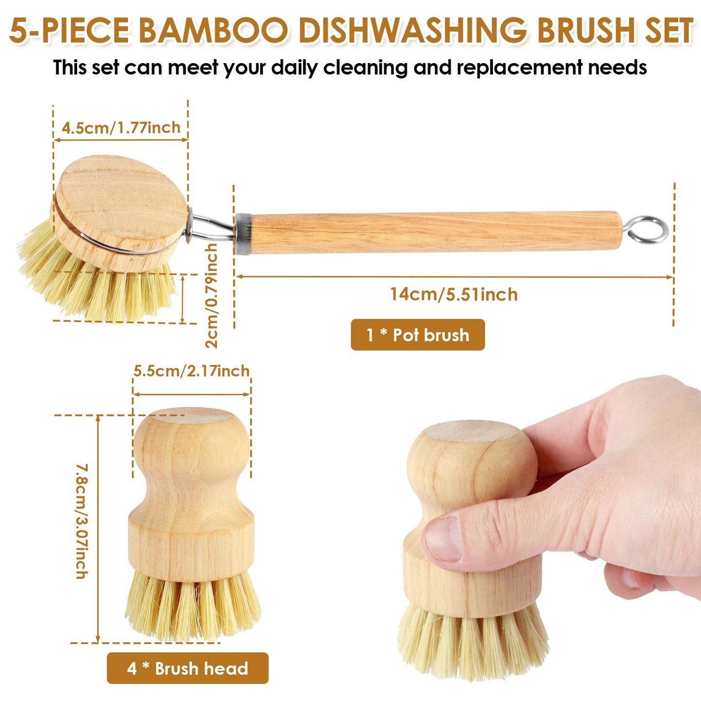 Eco-Friendly Dish Cleaning Brush Set - 5pcs