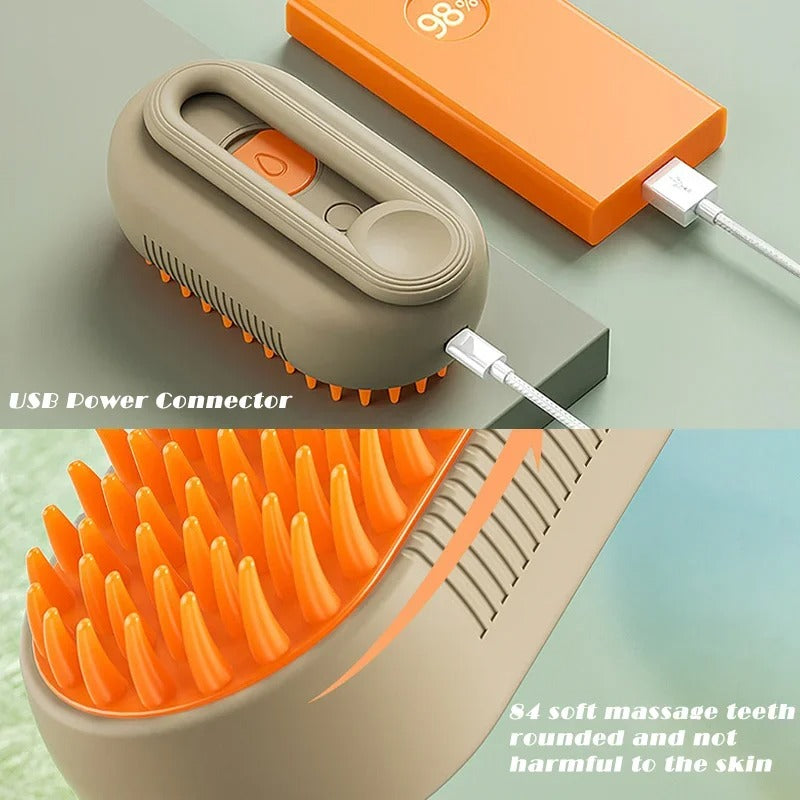 3-in-1 Cat Grooming Brush with Mist Spray – USB Rechargeable