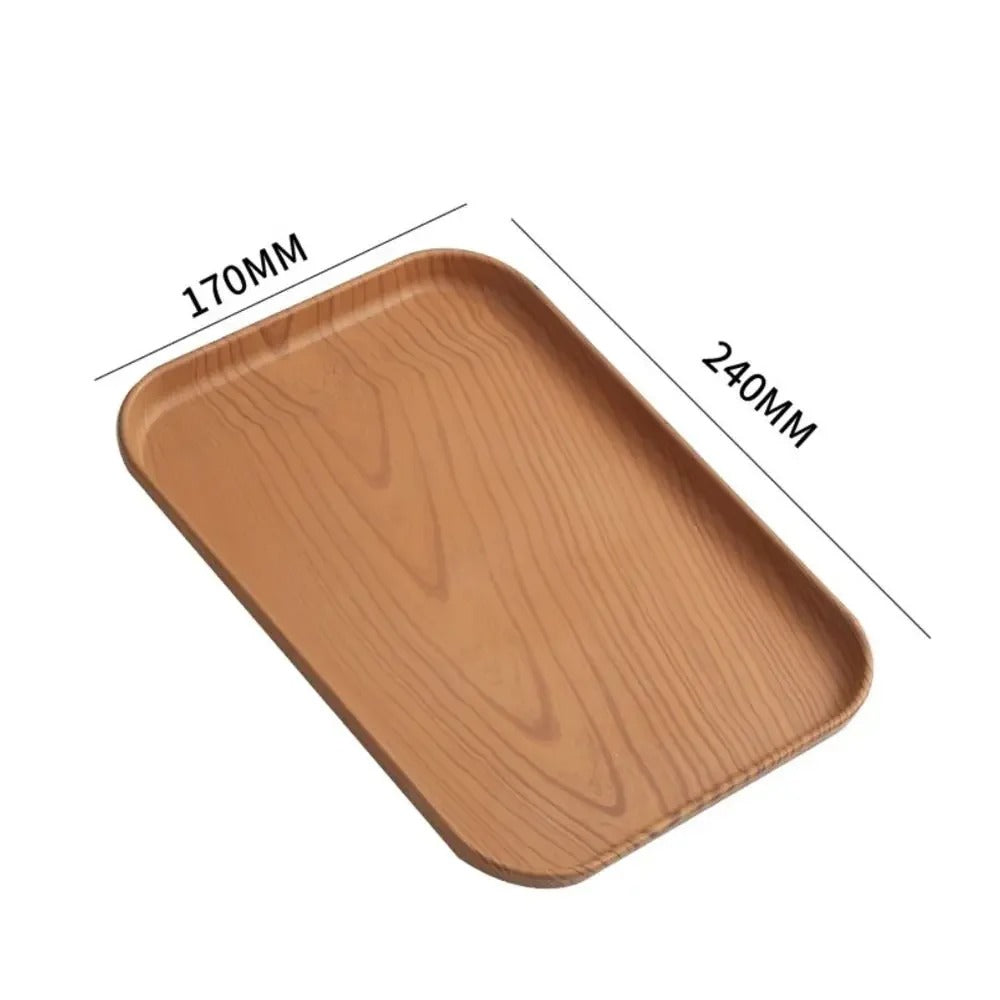 Nordic Plastic Serving Tray – Wood-Look Rectangular Tray
