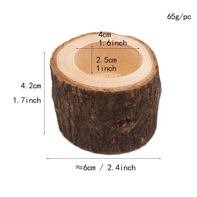 Rustic Wooden Candle Holder Set – 3pcs, 2 Styles