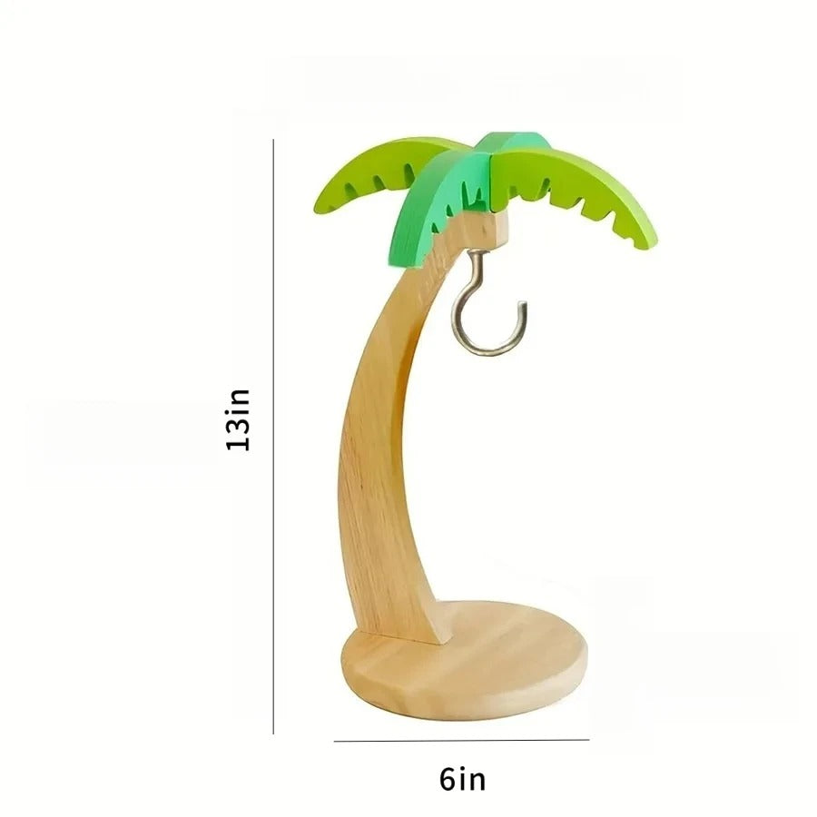 Wooden Banana Rack with Leaf Hook