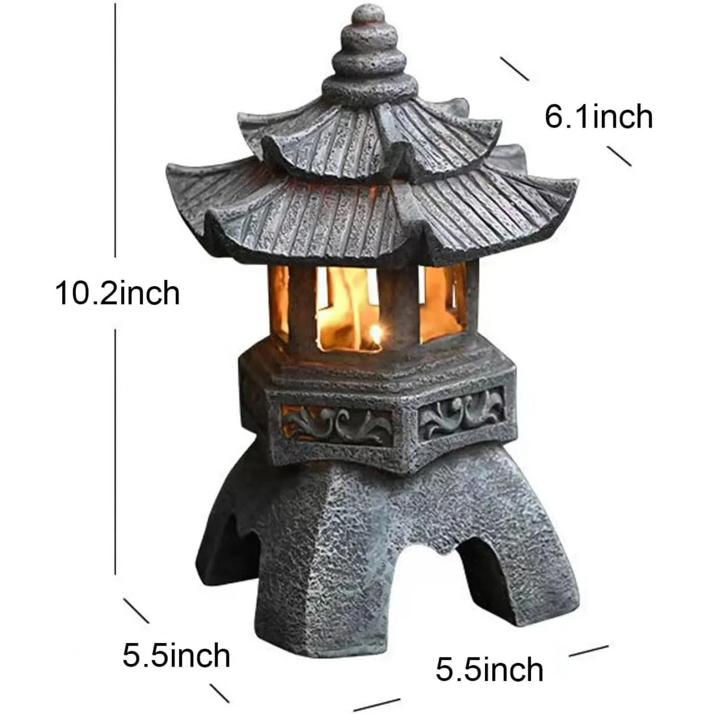 Solar LED Pagoda Lantern – Japanese Garden Light Statue