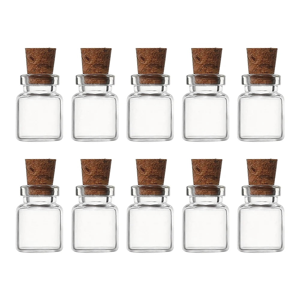 10PCS Mini Glass Bottles with Cork - DIY Vials for Crafts & Storage
