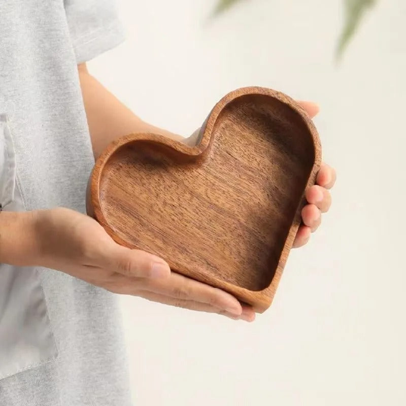 Heart-Shaped Wooden Serving Tray