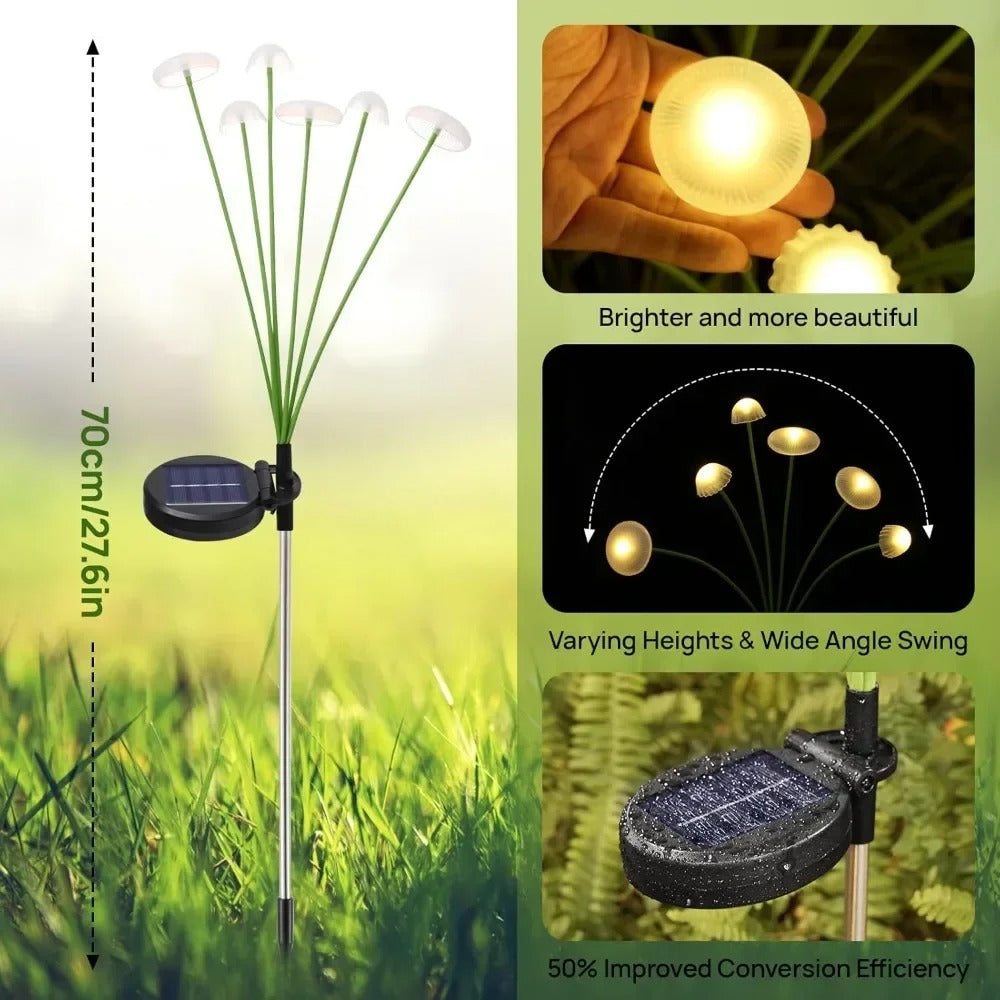Solar Jellyfish Mushroom Garden Lights – 6 LED Decorative Lawn Lamps