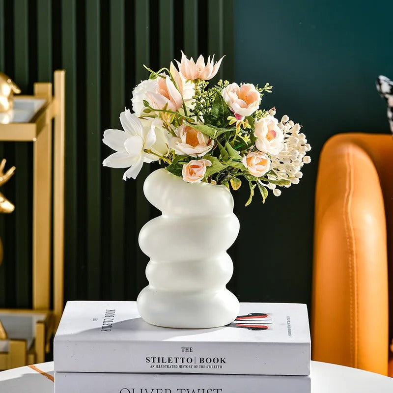 Spiral Plastic White Flower Vase – Nordic Style