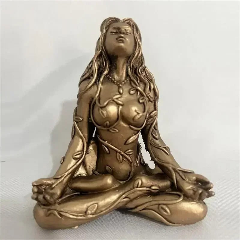 Earth Mother Gaia Resin Statue - Meditation Goddess Figurine
