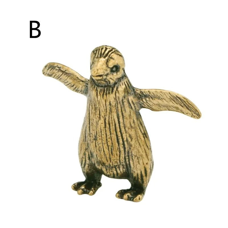Funny Brass Standing Penguin Figurine - 2Pcs