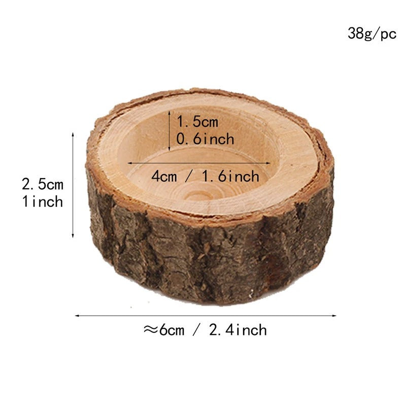 Rustic Wooden Candle Holder Set – 3pcs, 2 Styles