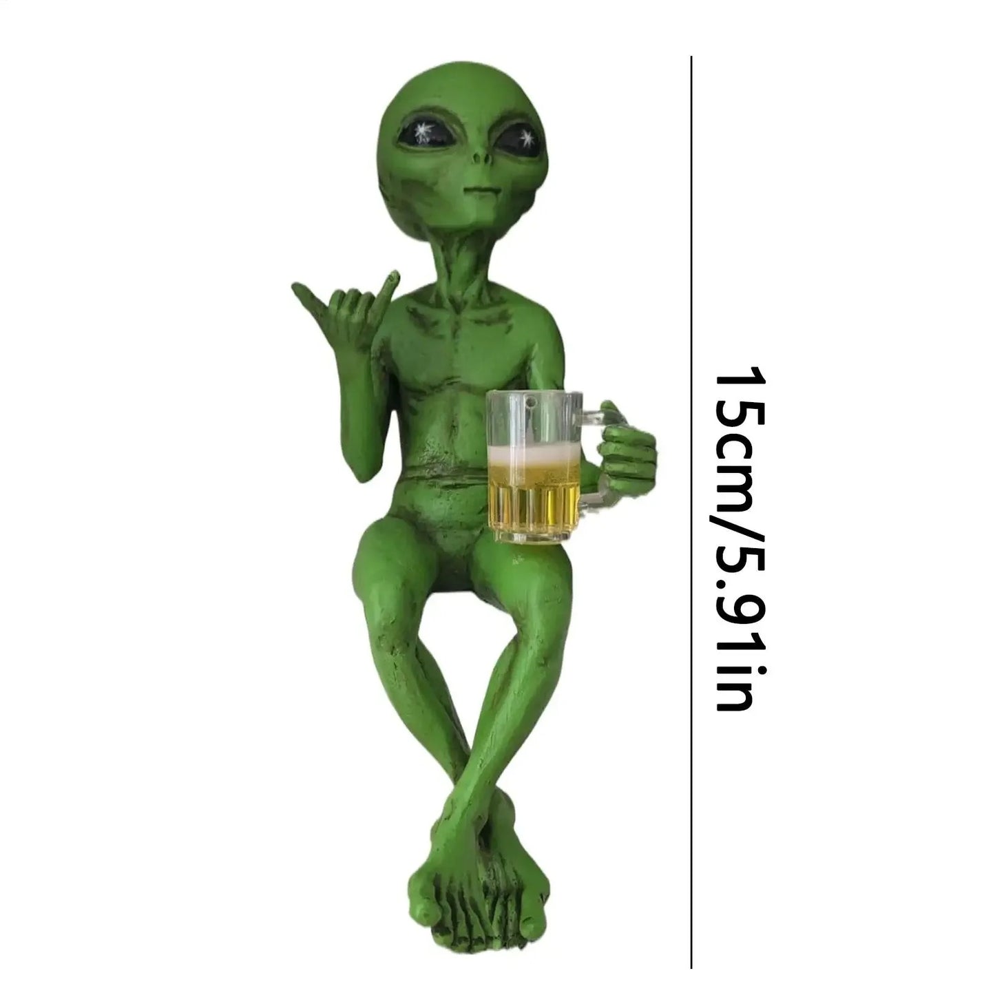 Funny Alien Statue with Beer Mug