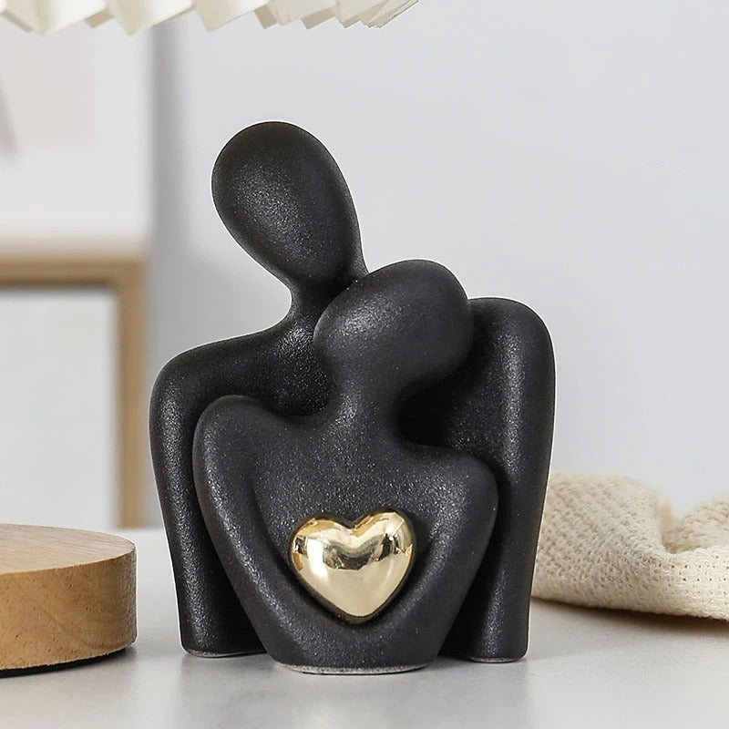 Romantic Couple Figurines – Ceramic Love Embrace Set (2pcs)
