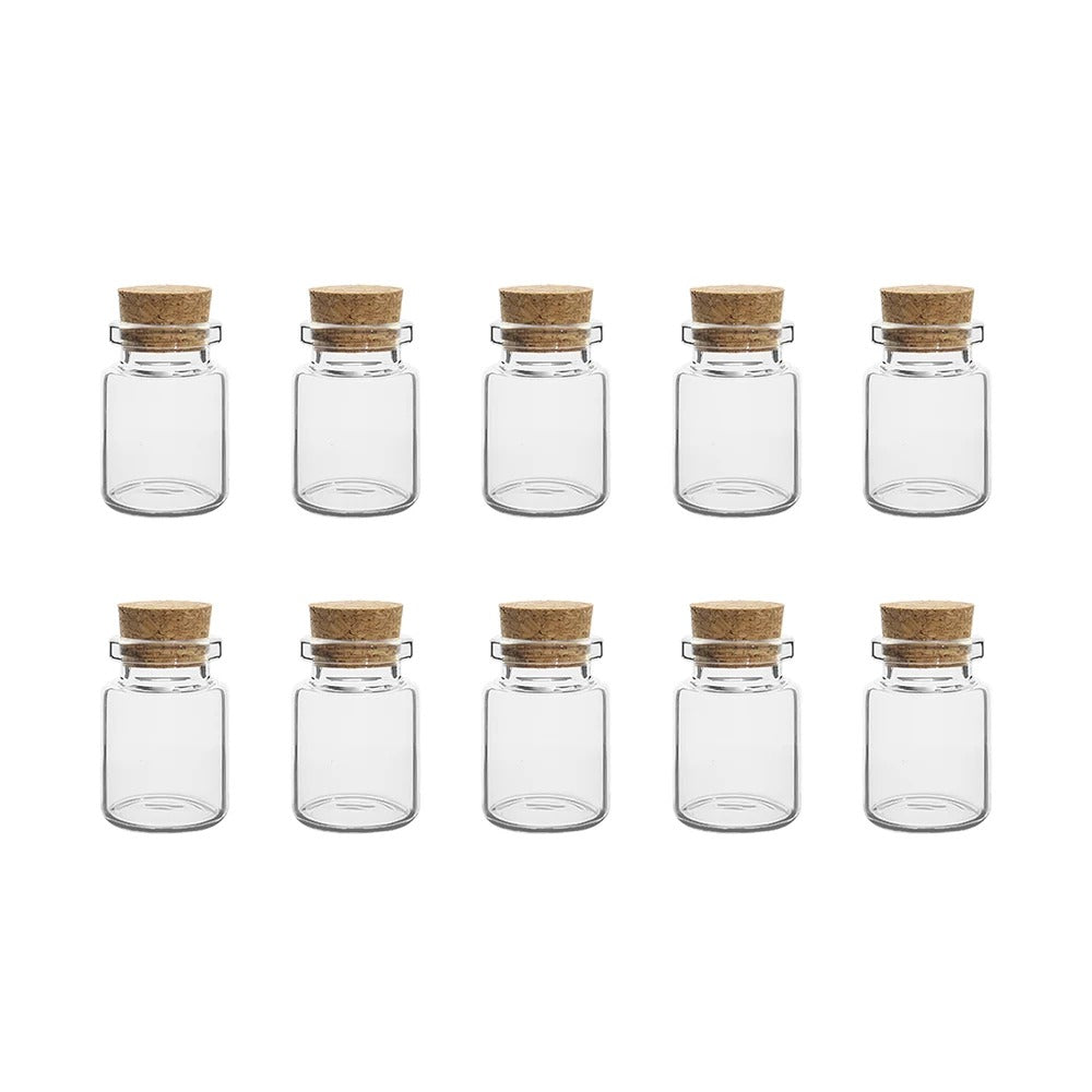 10PCS Mini Glass Bottles with Cork - DIY Vials for Crafts & Storage