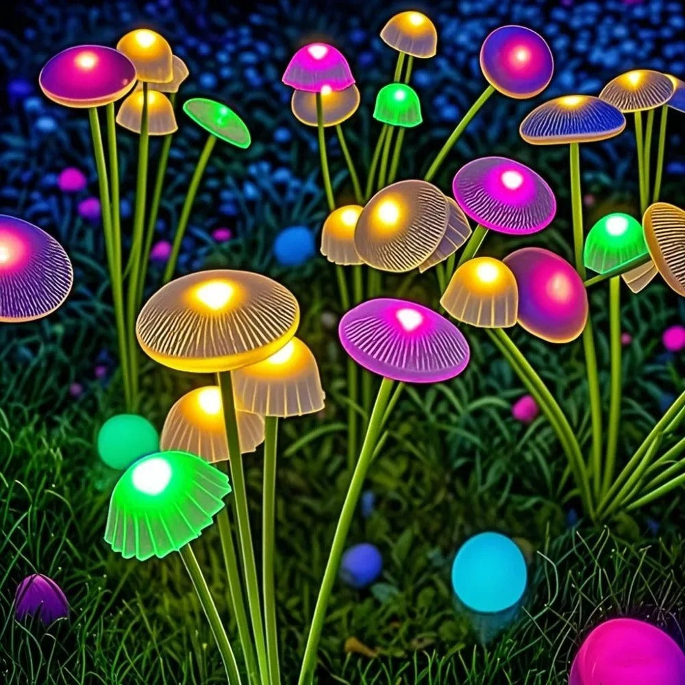 Solar Jellyfish Mushroom Garden Lights – 6 LED Decorative Lawn Lamps