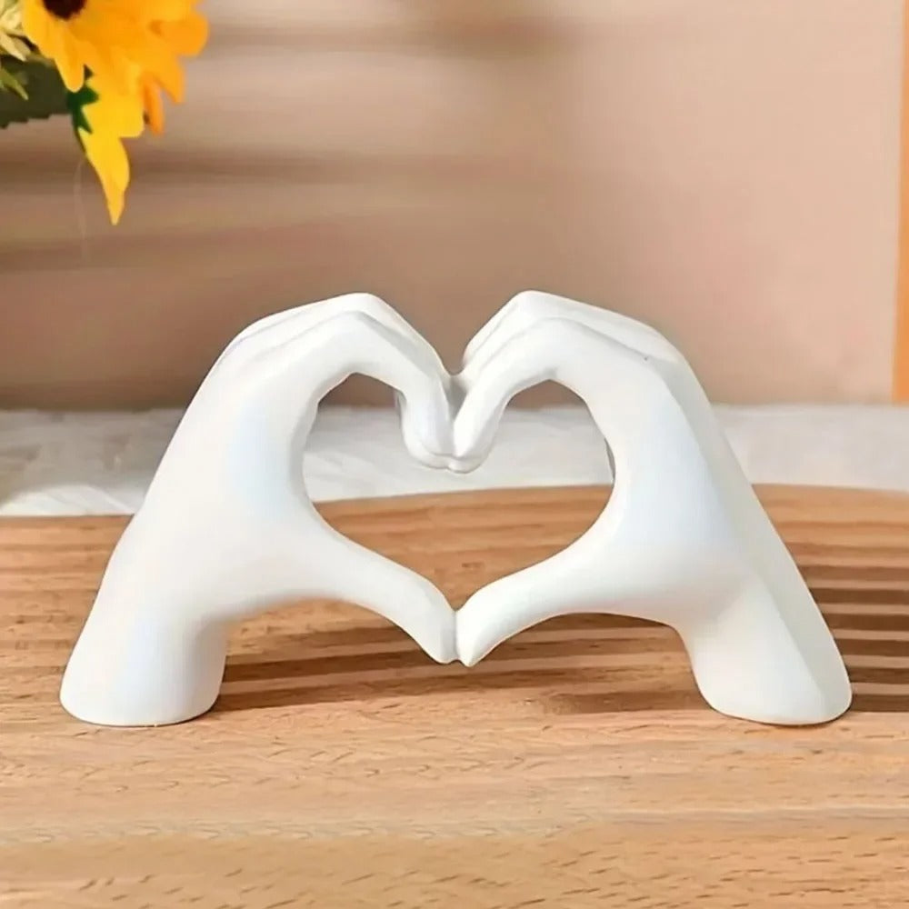 Heart Hand Gesture Statue – Modern Art Resin Sculpture