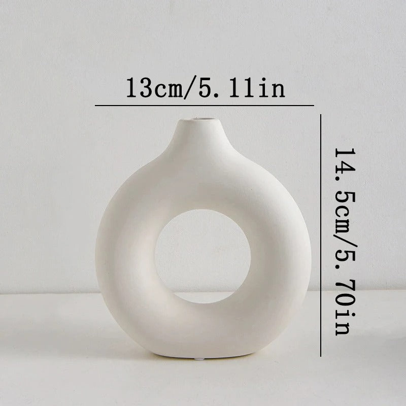 Nordic Plastic Circle Vase Set – 3pcs Modern Hollow Decor