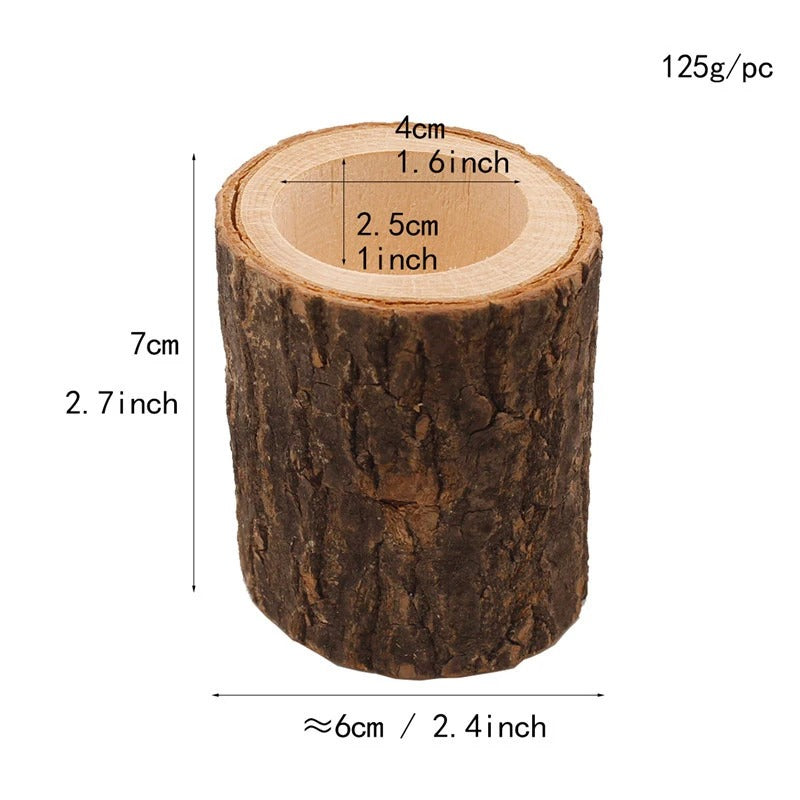 Rustic Wooden Candle Holder Set – 3pcs, 2 Styles