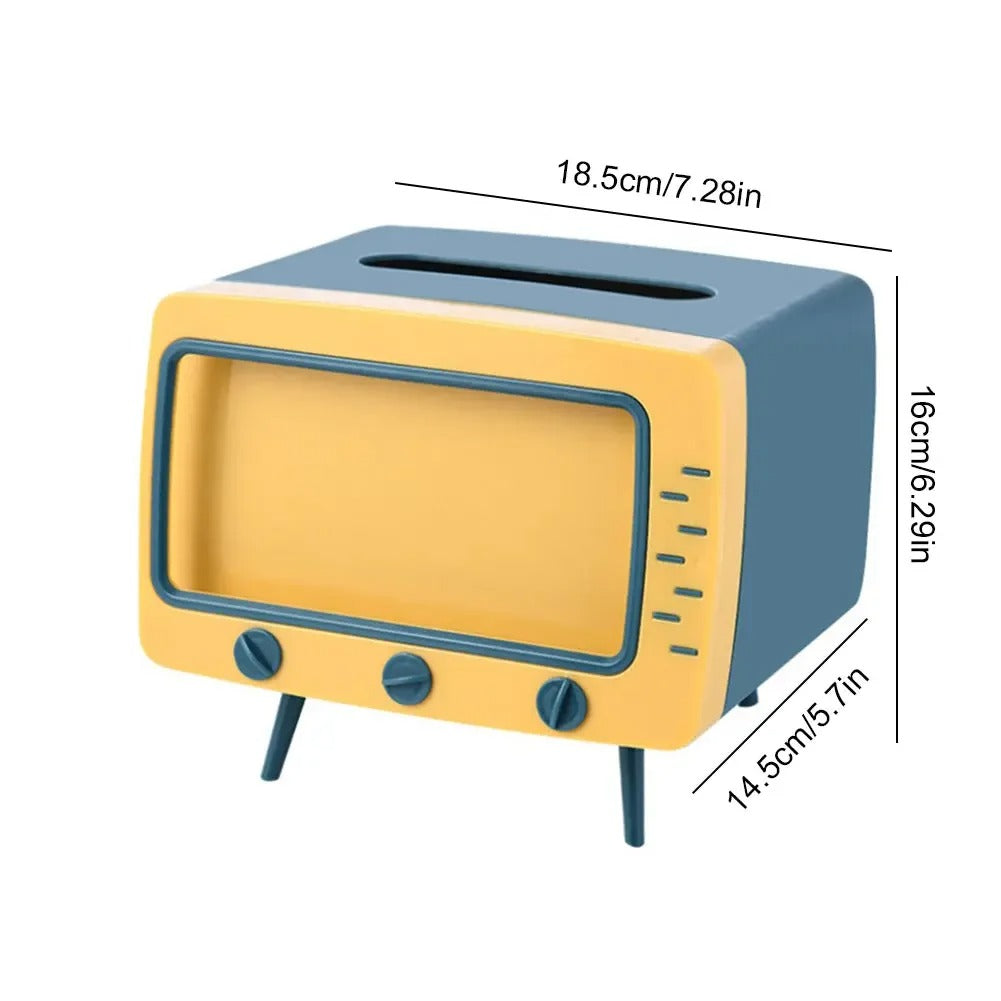 Retro TV Tissue Box with Phone Stand