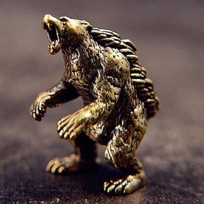 Mini Brass Furious Bear Desk Decor