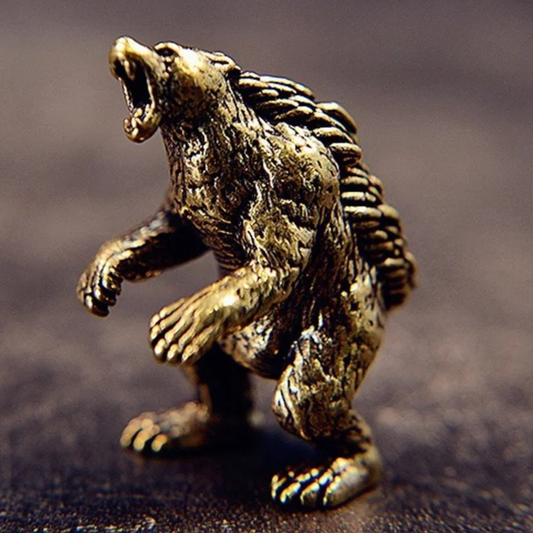 Mini Brass Furious Bear Desk Decor