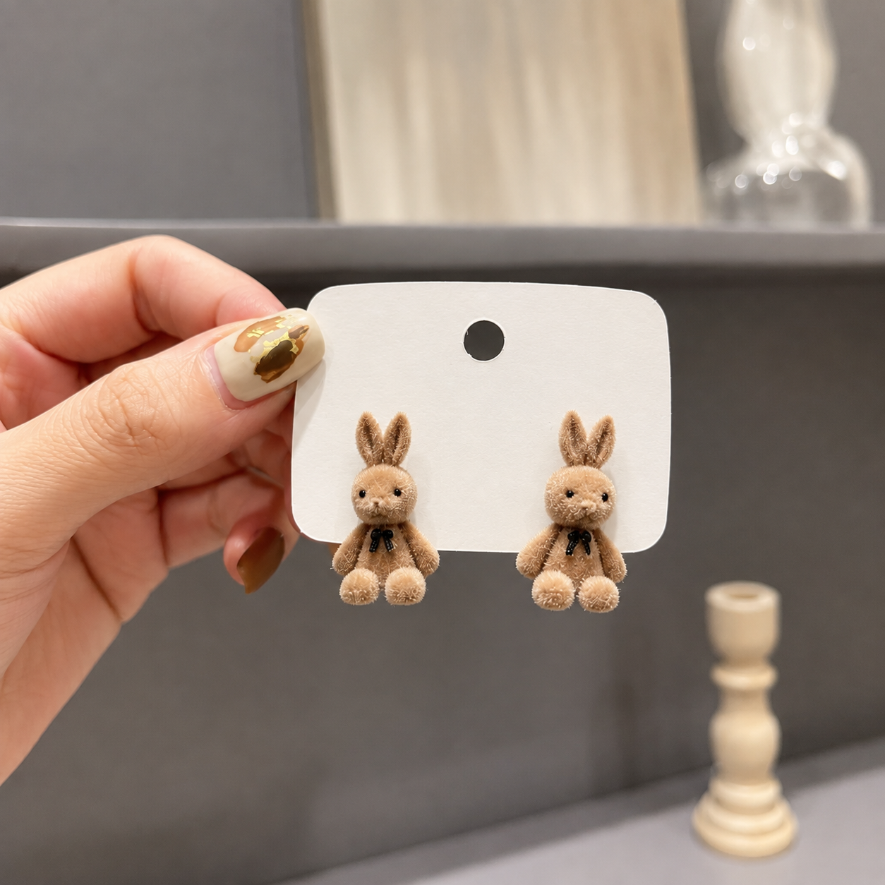Cute Plush Bunny Stud Earrings