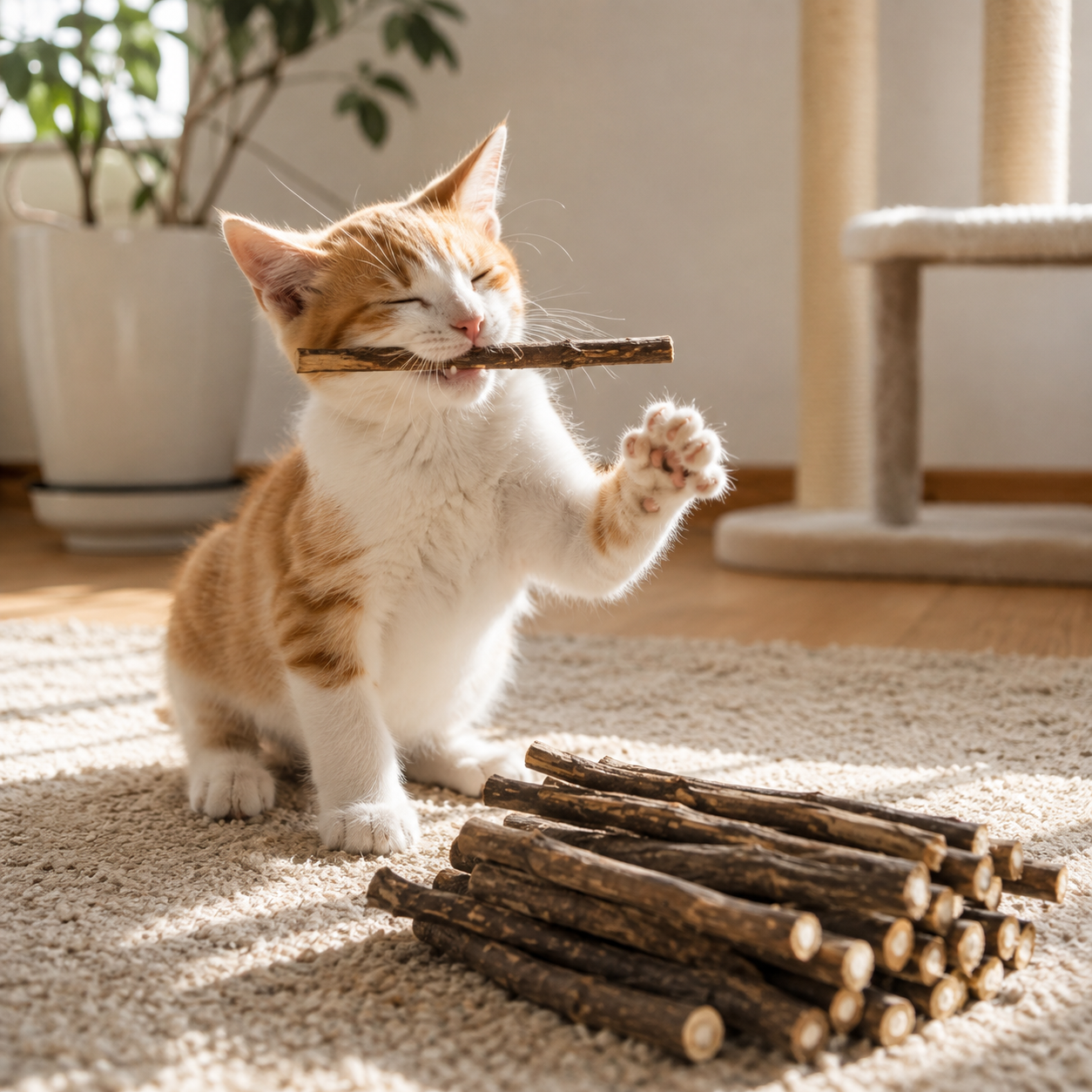 Natural Silvervine Cat Chew Sticks – 15 Pack