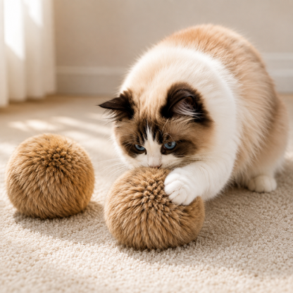 Fluffy Rabbit Fur Cat Toy Ball