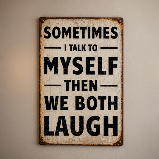 I Talk to Myself Funny Metal Sign