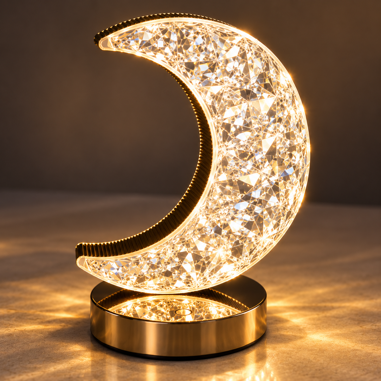 Crystal Crescent Moon Lamp