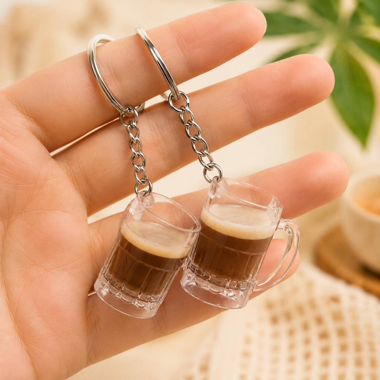 Cute Mini Drink Mug Keychain Set (2 PCS)