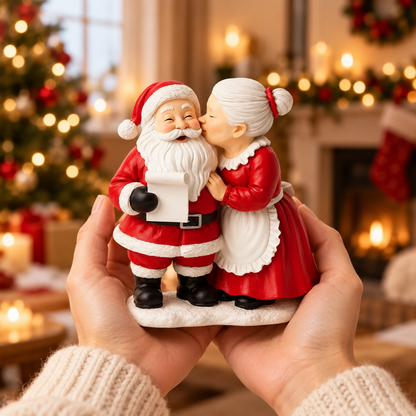 Mini Santa & Mrs. Claus Kissing Figurine