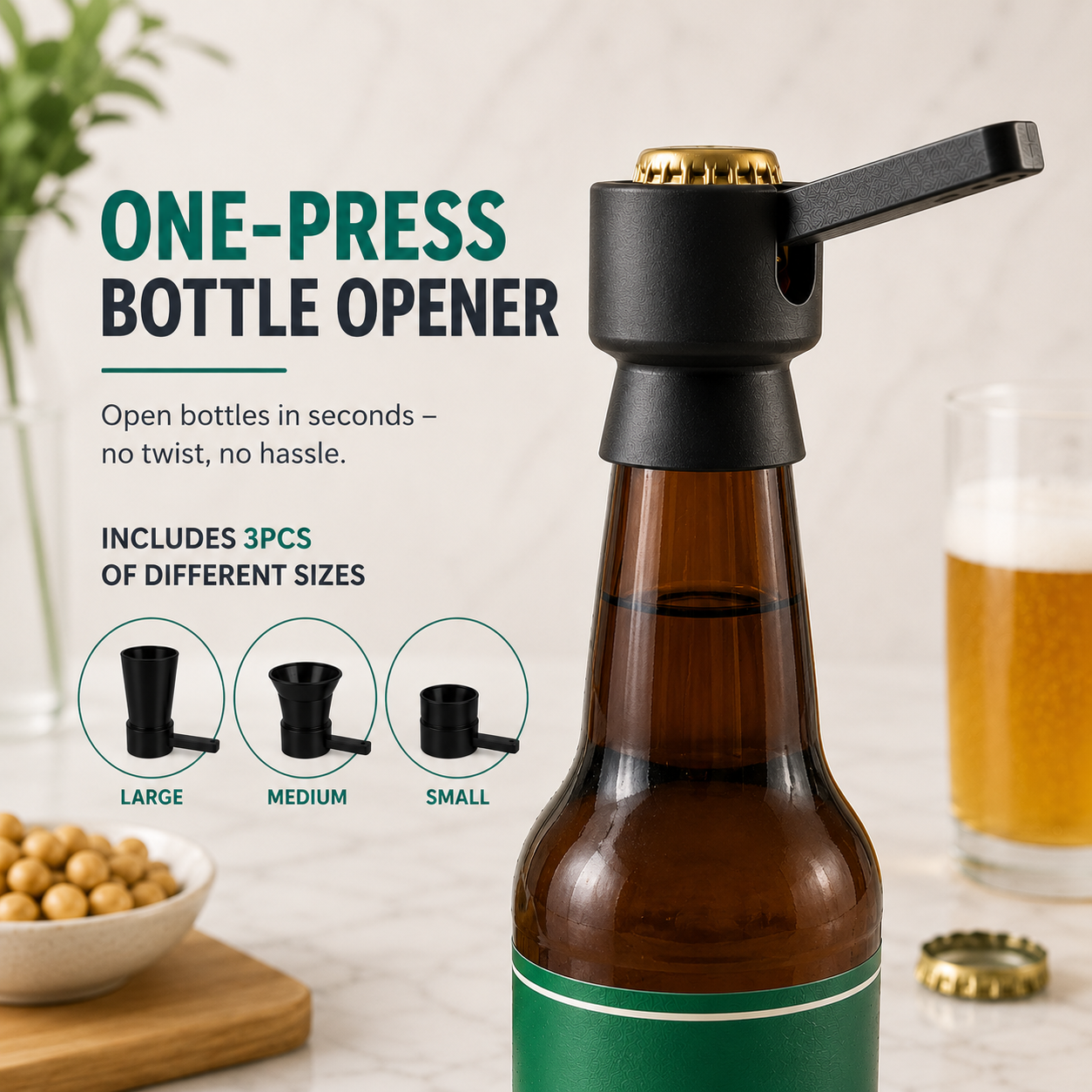 CapPop™ – The One-Press Bottle Opener (Pack of 3)