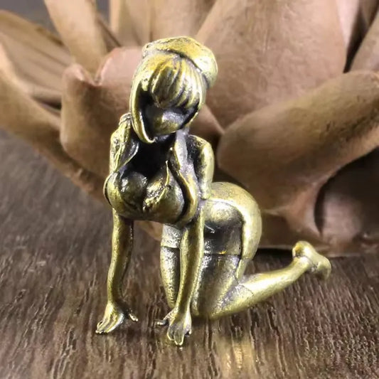Kneeling Woman Brass Figurine