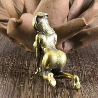 Kneeling Woman Brass Figurine