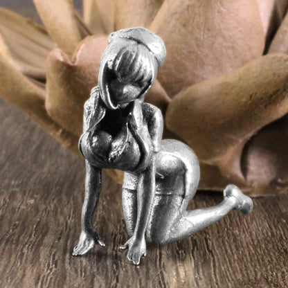 Kneeling Woman Brass Figurine