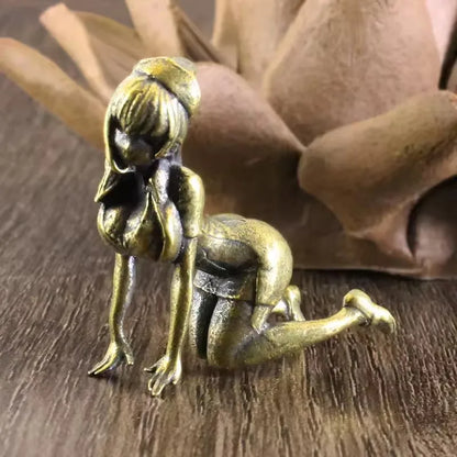 Kneeling Woman Brass Figurine
