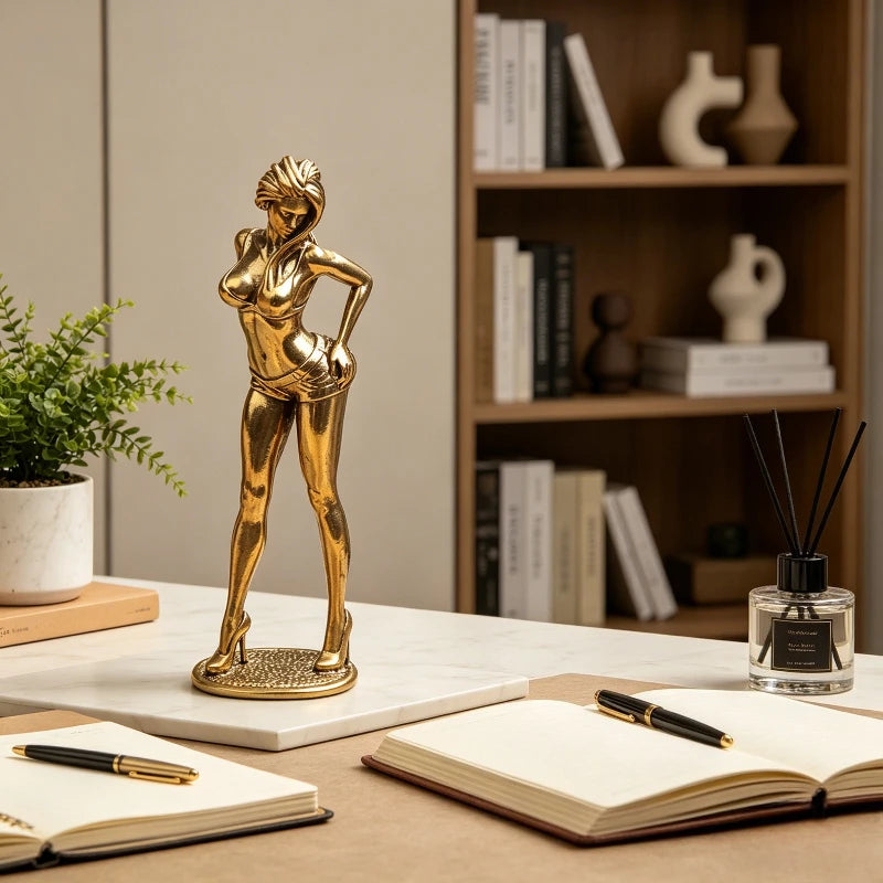 Vintage Woman Copper Figurine