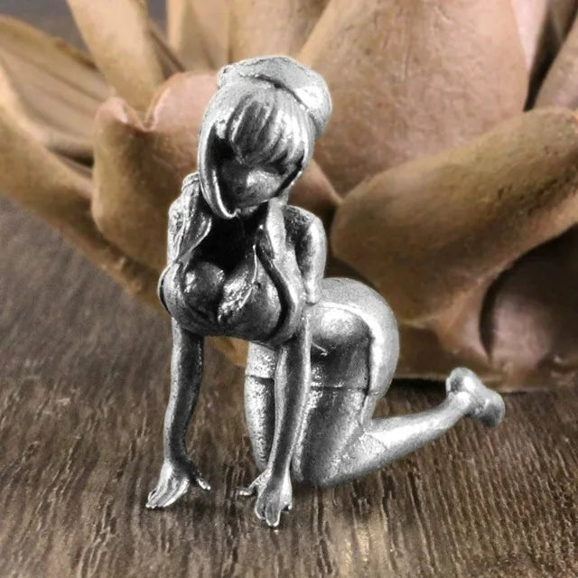 Kneeling Woman Brass Figurine