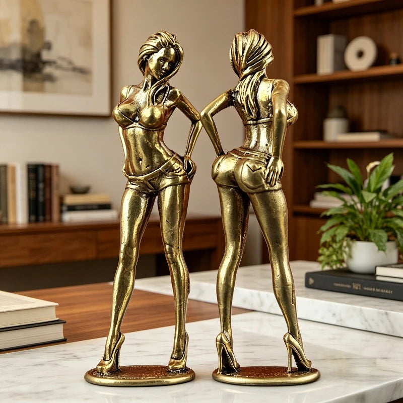 Vintage Woman Copper Figurine