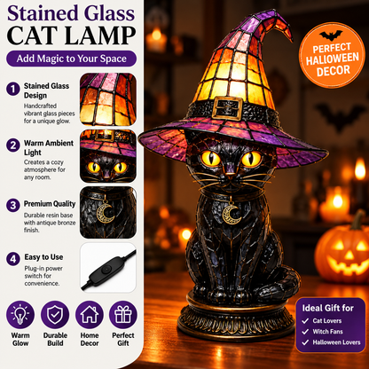Midnight Witch Cat Lamp