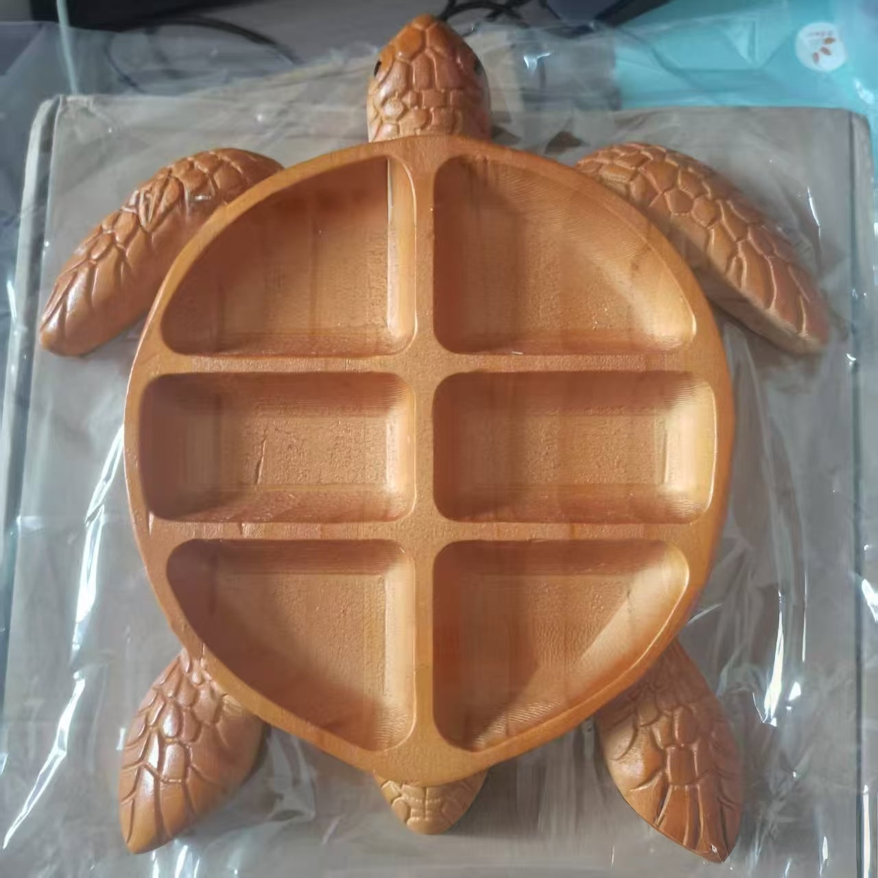 Wooden Turtle Snack Tray
