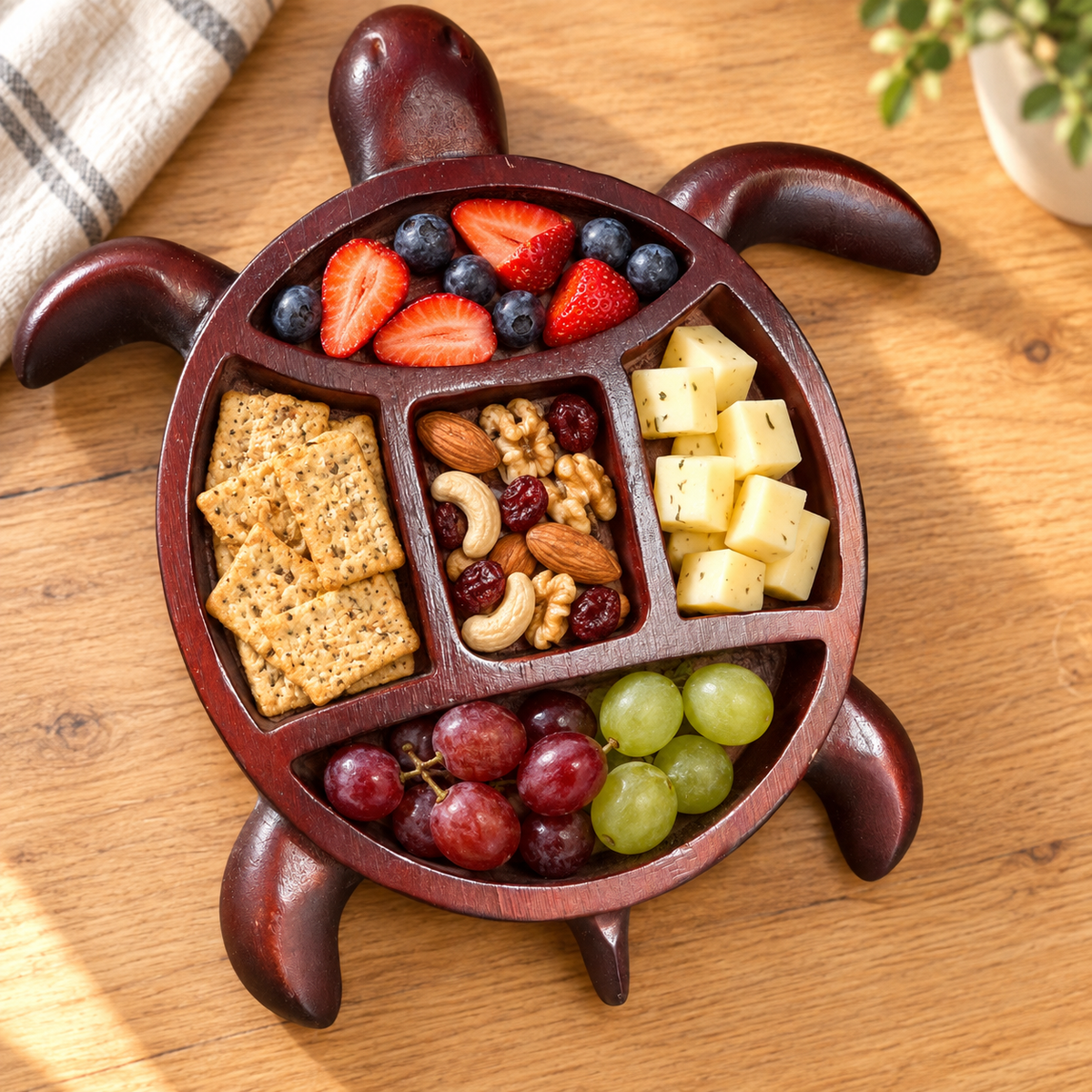 Wooden Turtle Snack Tray
