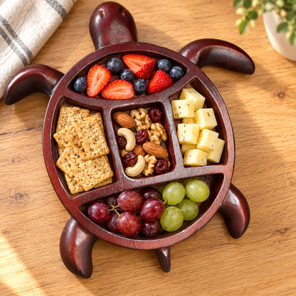 Wooden Turtle Snack Tray