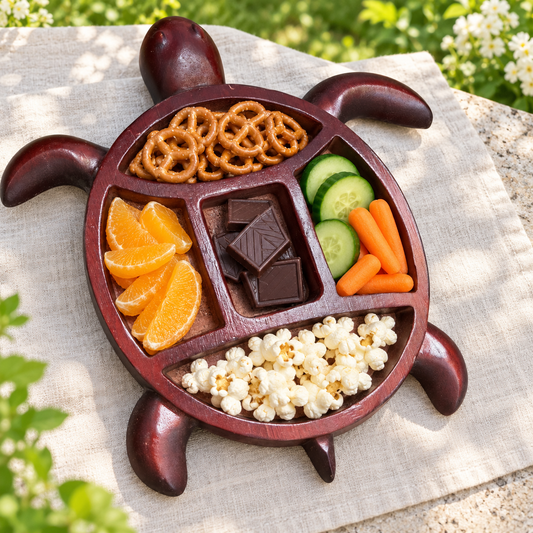 Wooden Turtle Snack Tray