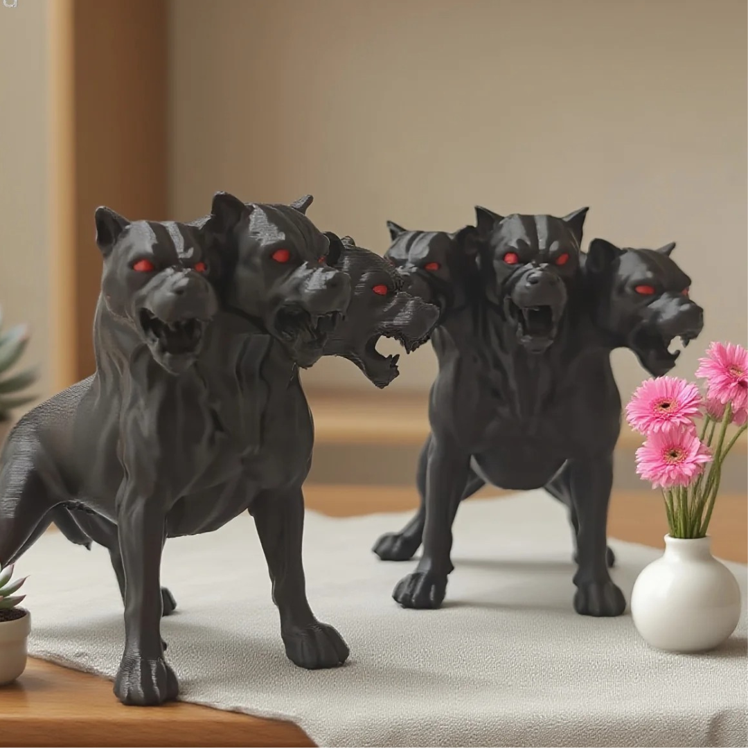 Gothic Three Headed Dog Statue