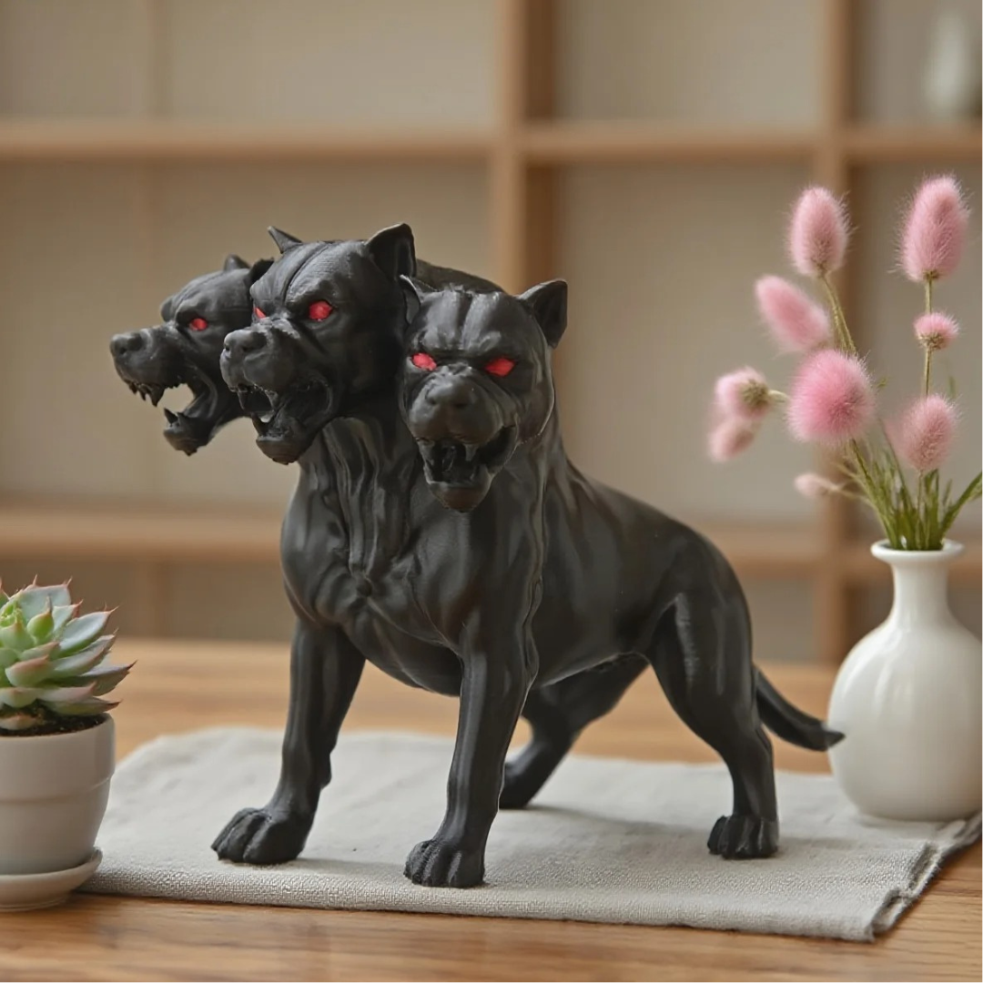 Gothic Three Headed Dog Statue