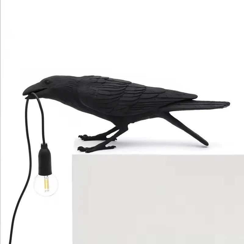 Vintage Crow Lamp – Nordic Resin Bird Light