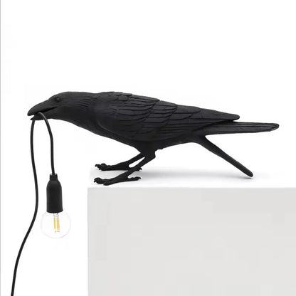 Vintage Crow Lamp – Nordic Resin Bird Light