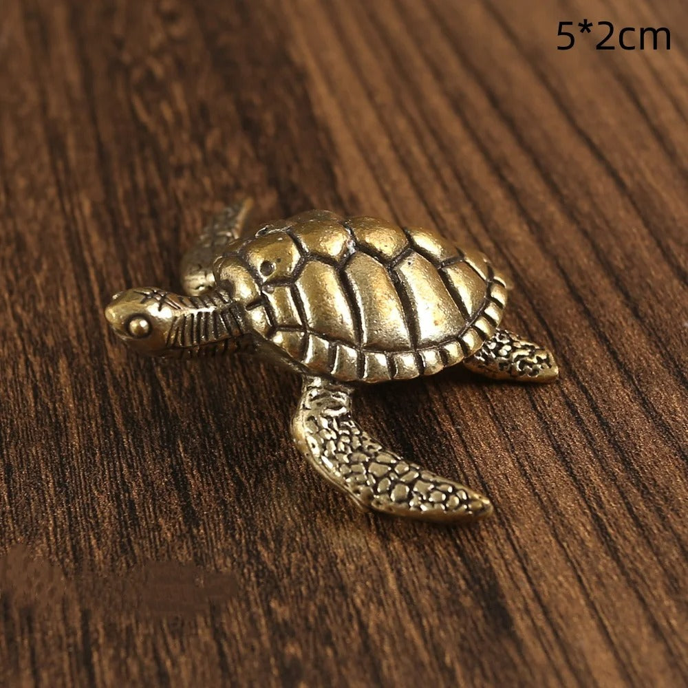 Vintage Brass Turtle Figurine Set - 2pcs
